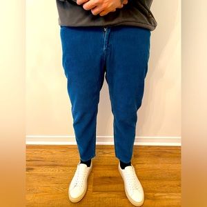Zara Man Blue Corduroy Slim Fit Tapered Pants